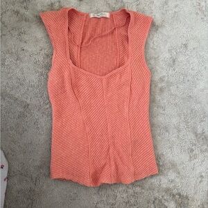 We The Free by Free People Coral Ribbed Tank Top